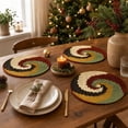 thumbnail image 4 of CHJK 8 Pcs Gradient Woven Round Placemat, 15 x 15 Inch Handmade Braided Heat Resistant Table Mat, Kitchen Dining Decor for Tabletop Protection, 4 of 8