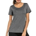 thumbnail image 3 of DDAPJ pyju Open Back Workout Tops for Women Loose Fit Athletic Crop Tee Short Sleeve Gym Running Yoga Shirt Gray M, 3 of 6