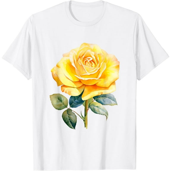 rose flower yellow floral T-ShirtMen's and women's pure cotton short-sleeved shirts