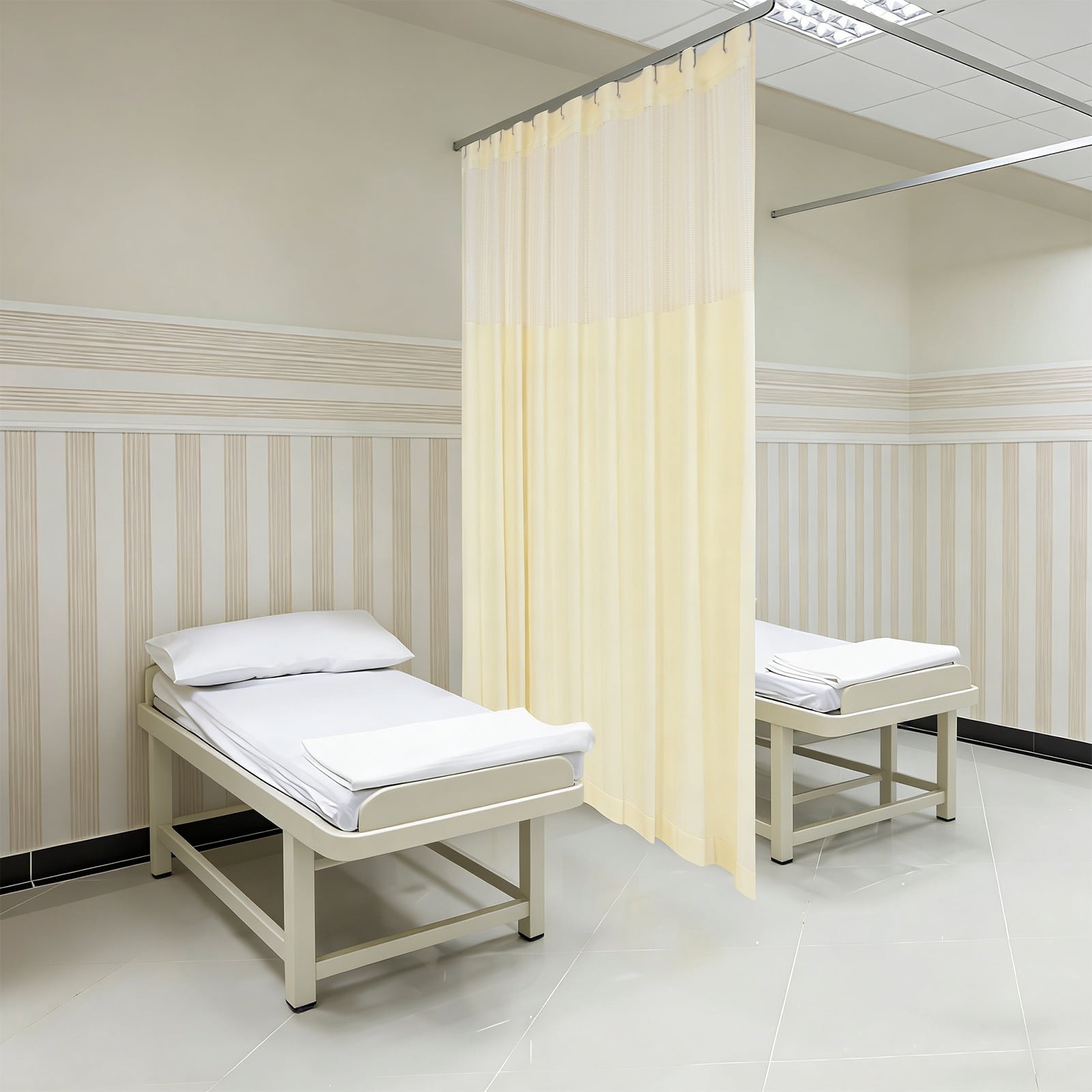 Room Divider Curtain, Privacy Cubicle Curtains with Mesh Top, 1 Panel, 9ft Wide x 8ft Tall Grommet Curtain Used in Beauty Salons, Schools