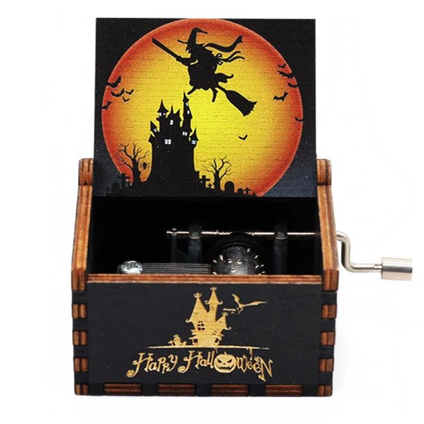 Caja de música Anastasia tallada de madera con manivela, música de Feliz Halloween, eres mi sol, decoración de Halloween, regalo de cumpleaños de Navidad