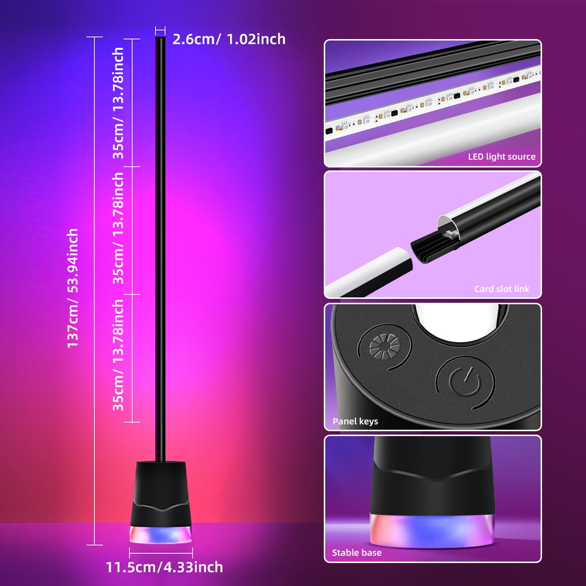 RGB Floor Lamp,Smart RGB Corner Floor Lamp,81 LEDs Bright Standing Lamps for Living Room with APP and Remote,Modern Floor Lamp with Music Sync and 16 Million Colors, Ambient Lighting for Bedroom