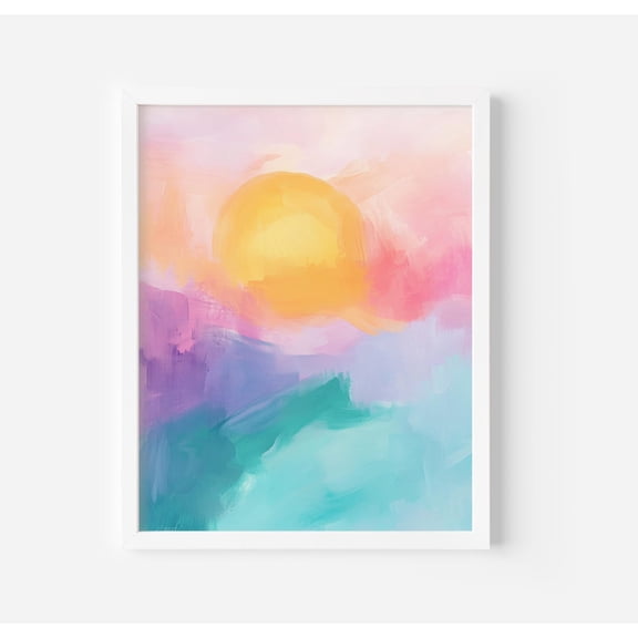 Coastal Sunset Poster: Vibrant Sunrise Poster Decor For Living Room Bedroom, Unframed Poster Size 8x12 F03.1.19l465