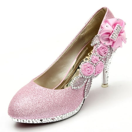 High Heel Dance Shoes - Women Crystal High Heels Wedding Bridal Dancing Party Shoes
