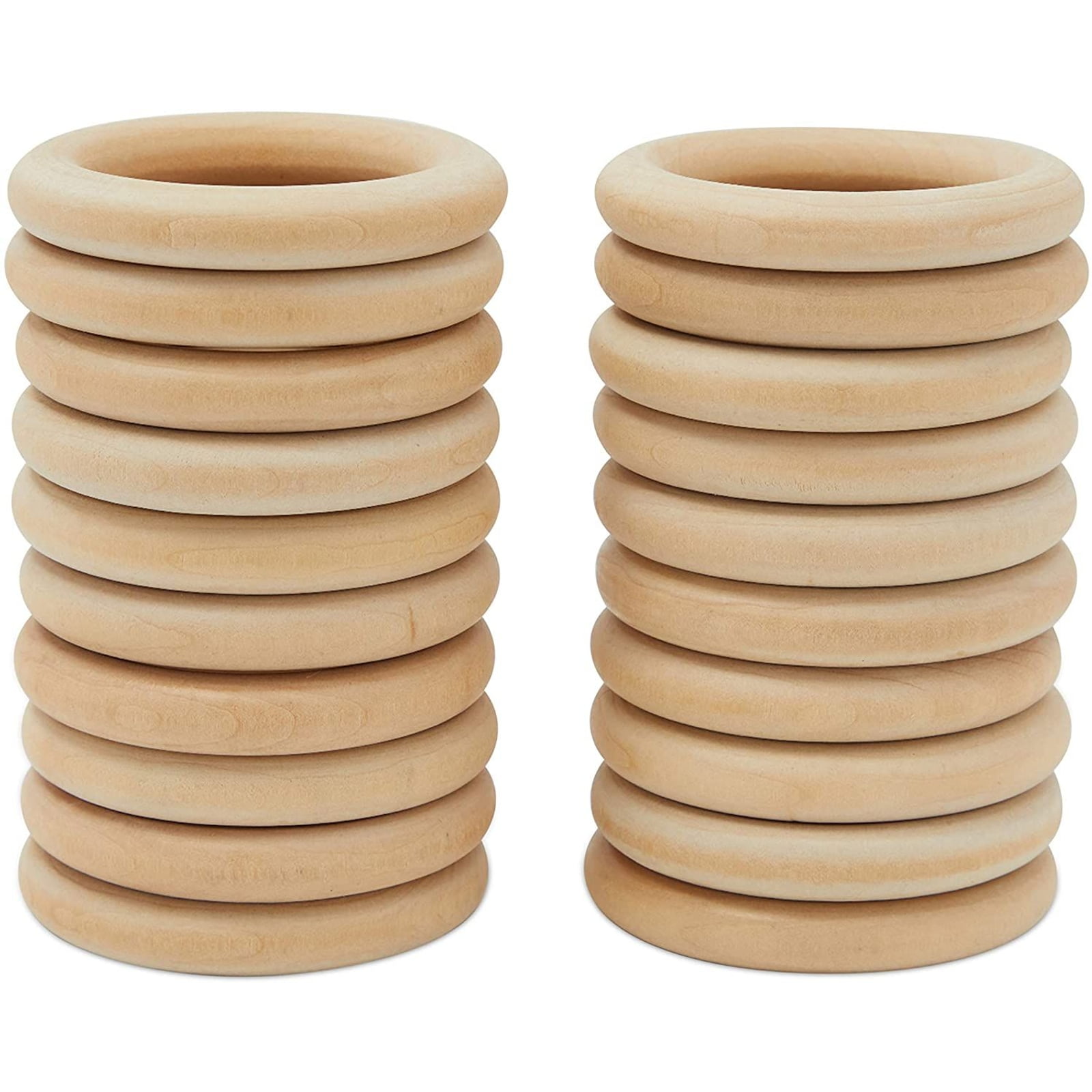 30 Pack 3 in Wooden Ring for Crafts, DIY  Macrame, Jewelry Making