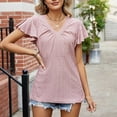 thumbnail image 5 of Njoeus Womens Tops Summer Ruffle Short Sleeve V Neck T Shirts Casual Loose Eyelet Tops Blouse S-XXL, 5 of 6