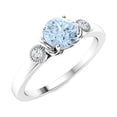 thumbnail image 2 of Trilogy Ring! 5 MM Round Aquamarine 925 Sterling Silver Women Jewelry, 2 of 3