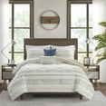 thumbnail image 2 of 5 Piece Printed Seersucker Comforter Set with Throw Pillows Taupe/Blue King/Cal King, 2 of 4