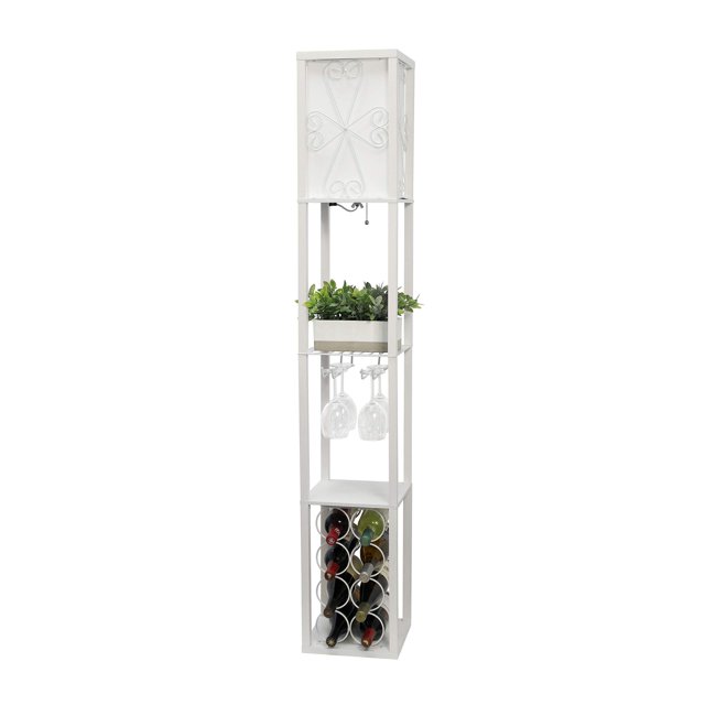 Lámpara de pie Simple Designs LF1015-WHT, botellero blanco, 159 cm