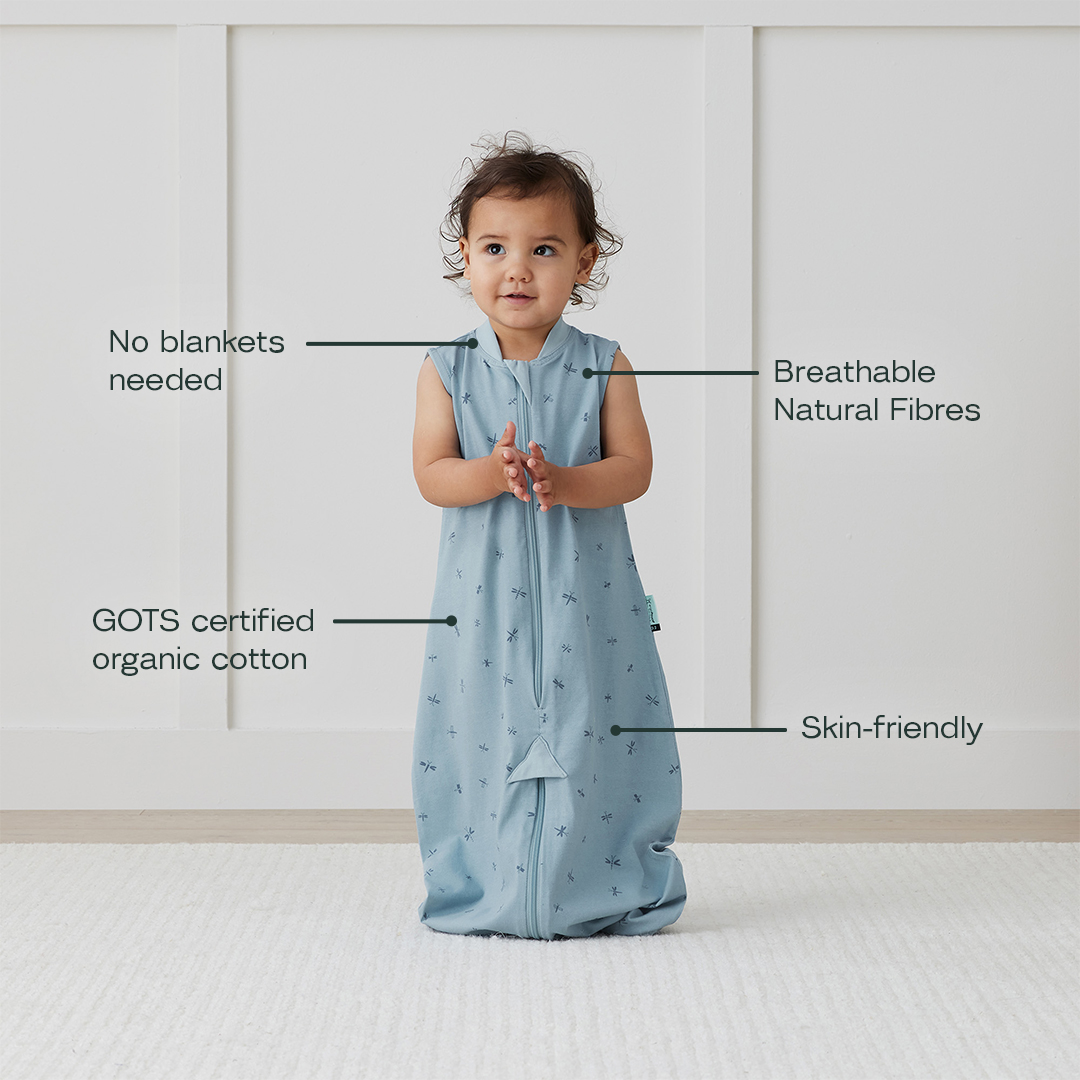 ergoPouch 0.2 TOG Baby Sleep Sack – 100% Organic Cotton Baby Sleep Suit Bag for Cozy Baby’s Night – Our Sleeping Bag for Kids converts to Sleep Suit with Legs, Baby Blanket (Dragonflies, 8-24 Months)