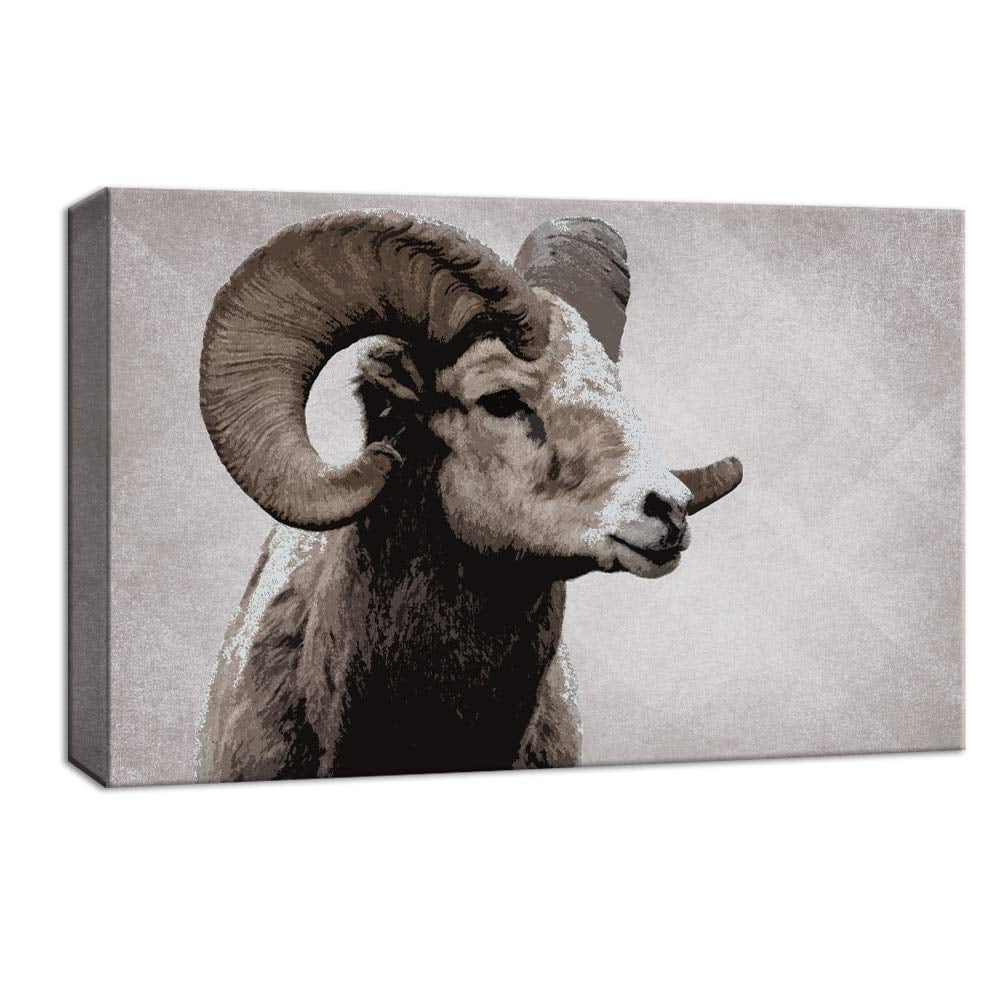 Wall26 Canvas Wall Art Wildlife Goat with Big Horn Painting Artwork for