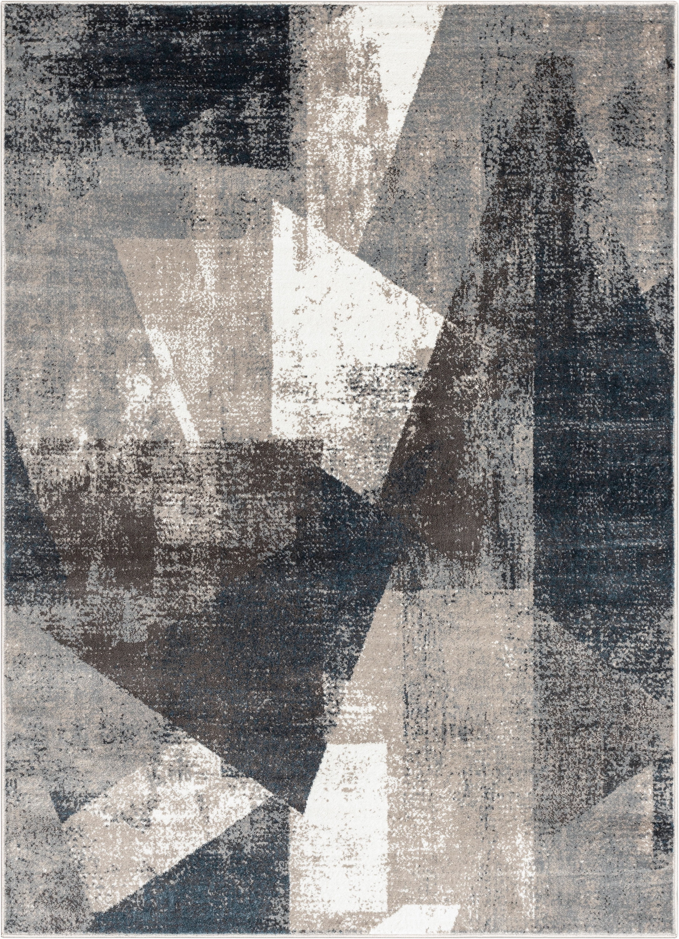 Well Woven Verity Abstract Area Rug, 9.25' x 12.5', Eclectic Geometric Pattern, Soft, Glam Pile, Distressed Design & Modern Color Palette
