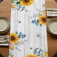thumbnail image 5 of Table Runners 72 Inches Long Dress Scarves, Yellow Sunflowers Farmhouse Kitchen/Dining Table Runner, Coffee Tablerunners, Elegant Pastoral Floral Watercolor Wooden 14x72 Inch, 5 of 9