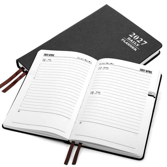 Naler 2027 Daily Hourly Planner 5.7"x 8.3" - One Page a Day (12 Month),Hardcover A5 Weekly Monthly Diary Planner Agenda Notebook