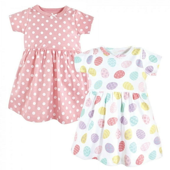 Hudson Baby Infant and Toddler Girl Cotton Dresses, Easter Eggs, 0-3 Months