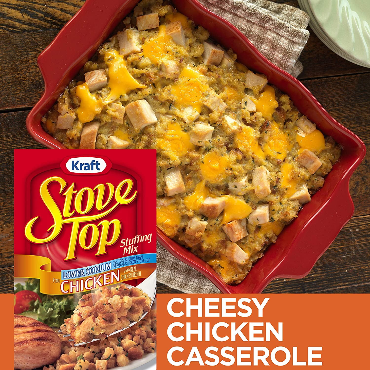 Stove Top Stuffing Mix, Lower Sodium, Chicken