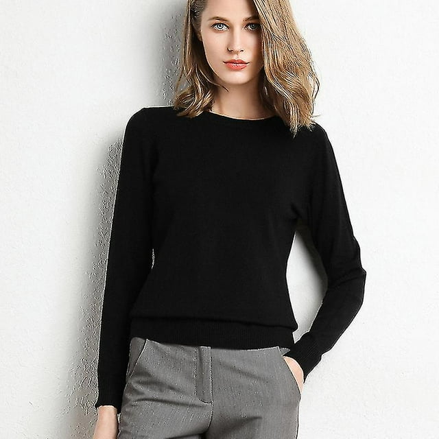 Nouveau Femmes Automne Hiver Vêtements Solide Col Rond Pull Pull Manches Longues Pulls Tricot Chemise Femmes Tops