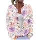 thumbnail image 2 of Cárdigan holgado informal con estampado de manga larga y botones para mujer, chaqueta de punto, top de poliéster para mujer, 2 of 5