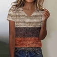 thumbnail image 2 of Plus Size Work Tops Block Color V Neck Dressy Business Casual Blouses Short Sleeve Shirts Summer Clothes, 2 of 5
