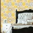 thumbnail image 2 of Peel and Stick Wallpaper 23.6in x 9.8ft Warm Yellow Gray Mandala Design Contact Paper Vinyl Self-Adhesive Removable Wall Paper for Bedroom DIY Home Decor Renter Friendly, 2 of 8