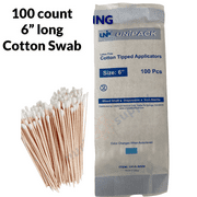 100pcs Cotton Swabs Tips Applicator Non-Sterile 6"  in Paper Bag Long Wooden Shaft