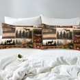 thumbnail image 4 of Draps de Lit Rustic Moose Simple Ferme Cabane Lodge Ensemble de Draps Animaux de la Forêt pour Enfants Adultes, Drap-Housse Rétro Pine Tree Montagne 1 Drap Plat 1 Taie d'Oreiller, 4 of 6