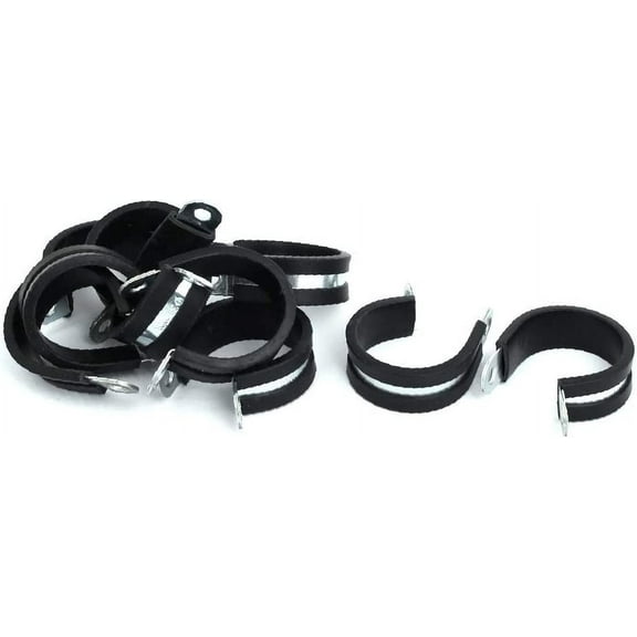 34mm Dia Rubber Lined R Shaped Zinc Plated Pipe Clip Cable Clamp 10pcs(34 mm Dia recubierto de caucho R en forma de zinc plateado Clip de tubo abrazadera de cable 10pcs