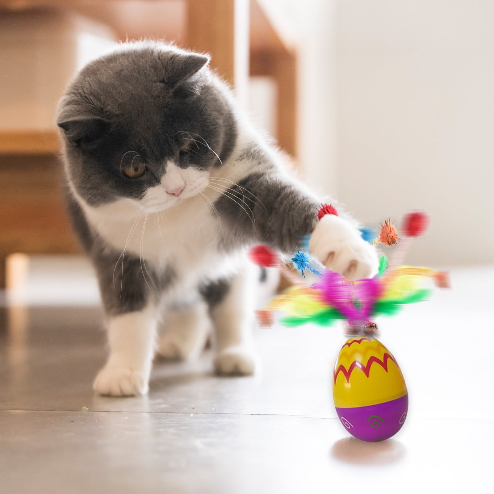 Gmogad Easter Cat Toy Tumbler Interactive Self Entertainment Toy, Wobble Non Tipping Cat Teaser with Spring Theme for Indoor Play, Engaging Easter Pet Toy for Kittens and Adult Cats