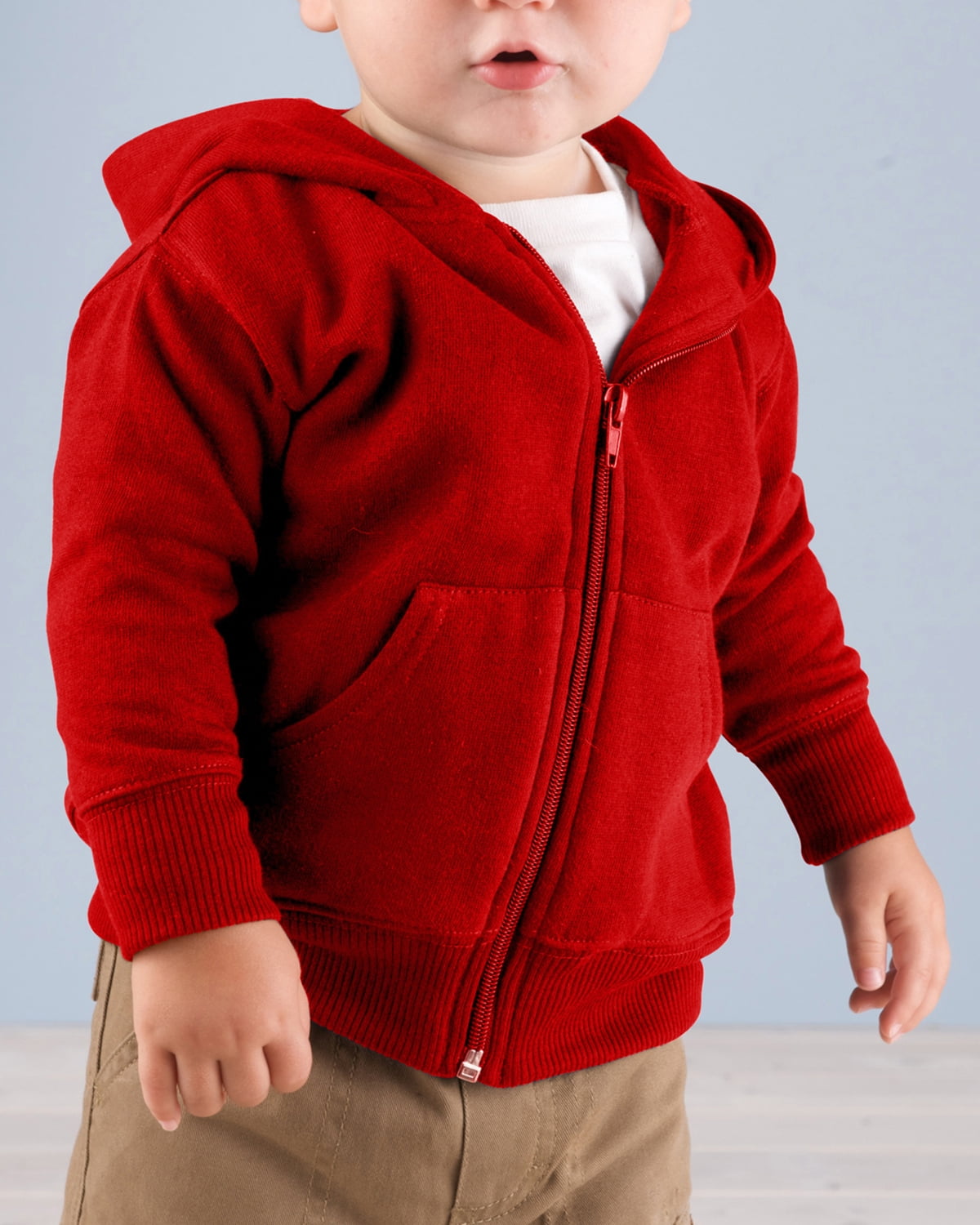 Sudadera con capucha y cremallera para bebé ROJO 12MOS pieles de