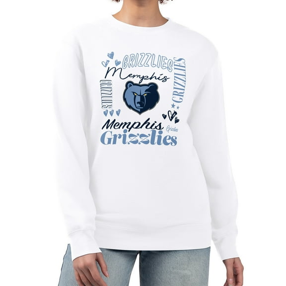 Women's G-III 4Her by Carl Banks White Memphis Grizzlies Collage Team Graphic Fleece Pullover Sweatshirt