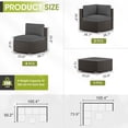thumbnail image 3 of SOLAURA 7-Piece Patio Furniture Outdoor Black Wicker Rattan Sectional Sofa Set Conversation Set with Gray Cushions, 3 of 8