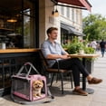 thumbnail image 5 of Cififendec Breathable Pet Carrier Bag, 18.11"×11.81", Foldable Portable Mesh Travel Handbag for Small Dog Cat Outdoor Walking Airline Approved Transport Tote, 5 of 5