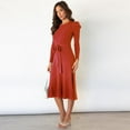thumbnail image 3 of IDOPIP Sweater Dresses for Women Long Sleeve Ribbed Knit Midi Dress with Belt Wedding Guest Dresses, 3 of 5