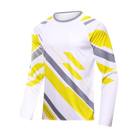 Rash Guard for Men Workout Shirts Quick Dry Swim Shirts UPF 50  Sun Protection Long Sleeve Men's Clothing Yellow L