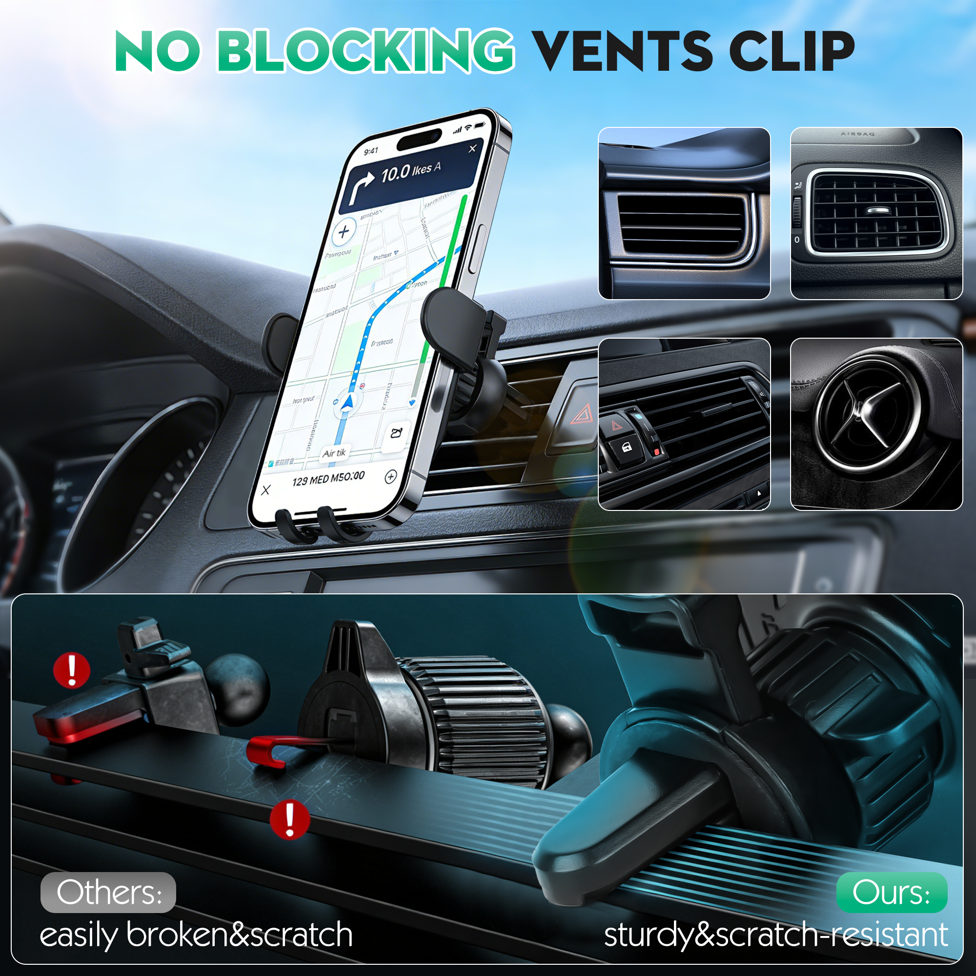 OWNTECH Auto Clamping Car Phone Mount, 360° Rotatable photo 4