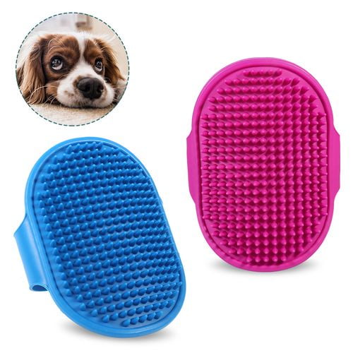 SHIYAO 2Pcs Dog Grooming Brush, Pet Shampoo Bath Brush Soothing Massage