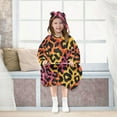 thumbnail image 7 of Dailycode Wearable Blanket Hoodie Oversized Sherpa Flannel Blankets with Pocket for 3-14 Year Old Colorful Leopard Print, 7 of 7