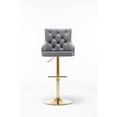 thumbnail image 3 of Brightcast 2-piece Velvet Tufted Gold Bar Stools in Dark Gray, 3 of 4