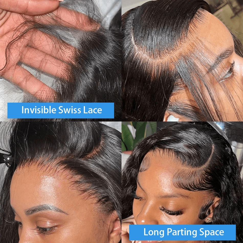 13x6 Body Wave Pre Plucked Human Hair HD Transparent Lace Front Wigs 200% Density Glueless Lace Frontal Wigs with Baby Hair for Women 32inch