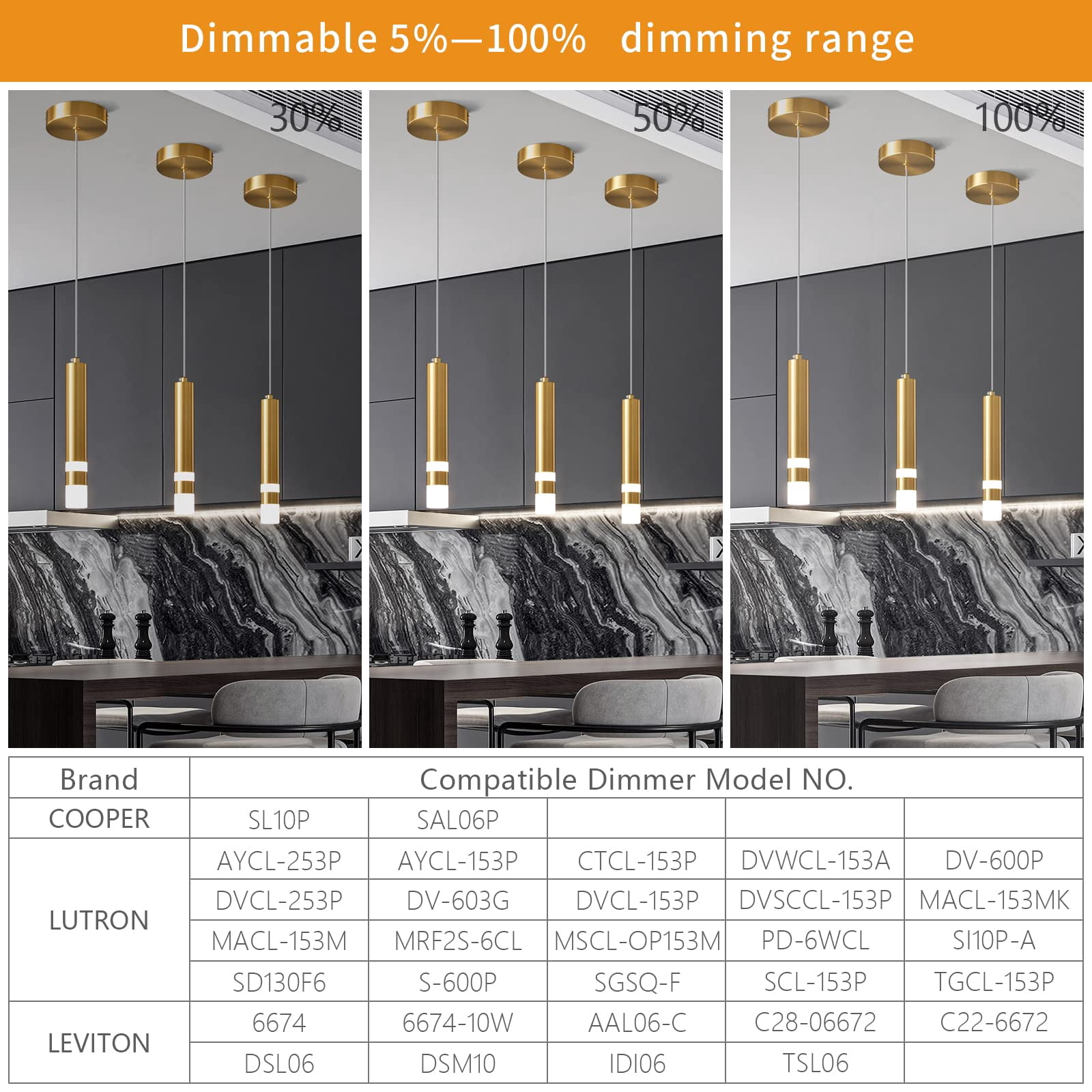 ZHLWIN Gold Mini Pendant Light, Modern Kitchen Island Light Fixture Dimmable LED Gold Small Pendant Lighting for Bedroom Bedside Table, 2-Pack