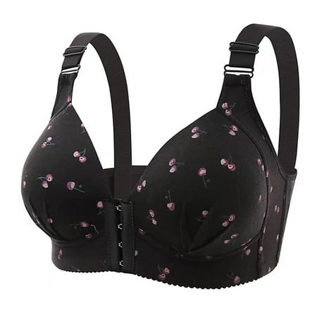 Riforla New Front Closure Plus Size Bra with Gathering Effect No Underwire Side Support Full Coverage for Plus Size Women s Underwear Bras for Women Black 36