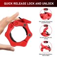 thumbnail image 2 of GEEDIAR Barbell Collar Olympic Barbell Clamps 2 inch Barbell Clips 2pcs Quick Release for Weightlifting Bar Red, 2 of 7