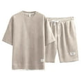 thumbnail image 4 of Men's Waffle Short Sleeve Tracksuit Summer T Shirt & Shorts set 2 Pockets Oversize Two Piece Casual Daily, 4 of 5
