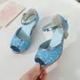 thumbnail image 5 of Zanarzt Baby Girls Shoes Sandals Girl's Dress Shoes Mary Jane Low Heel Wedding Party Princess Shoes for Toddler/Little/Big Kids Blue,1.5, 5 of 8