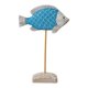 thumbnail image 2 of Escultura de pez de madera sobre soporte, decoración náutica, escritorio, dormitorio costero de playa, estilo rústico. Azul claro, 2 of 8