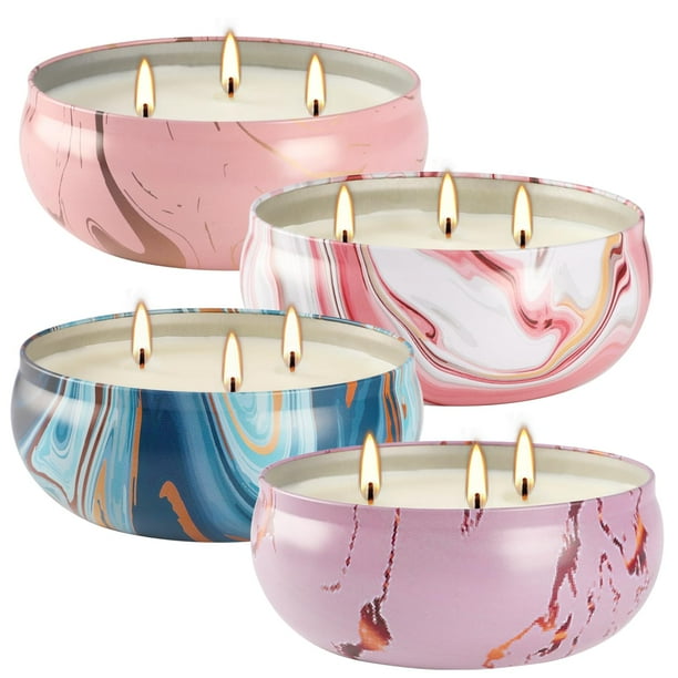Velas de citronela CLTNIKET, 12 onzas, 3 mechas, perfumadas, paquete de 4
