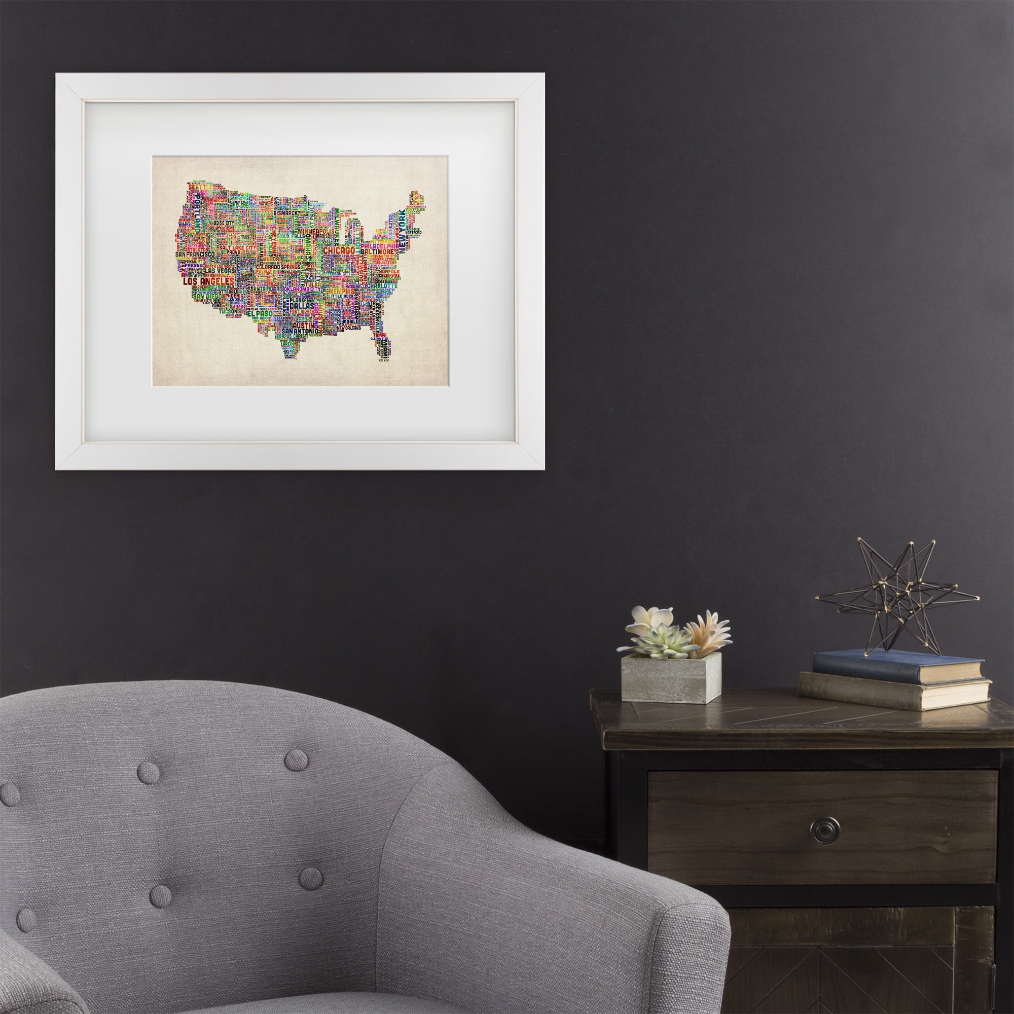 Trademark Fine Art 'US Cities Text Map VI' Canvas Art by Michael Tompsett