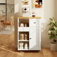 thumbnail image 6 of Asofer Kitchen Island Cart on Wheels, Small Coffee Cart with Storage and Drawer, White, 6 of 10
