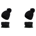 thumbnail image 4 of QualitChoice Winter Caps Decorative Hat Scarf Set Adorable Autumn Crochet Neckerchief Sports Two-piece Stylish Collar Black 2Set, 4 of 6