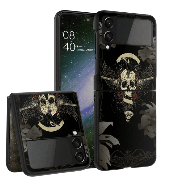 ANJ Hard Protective Printed Case Cover Compatible with Samsung Galaxy Z Flip 4 - Gothic Skull